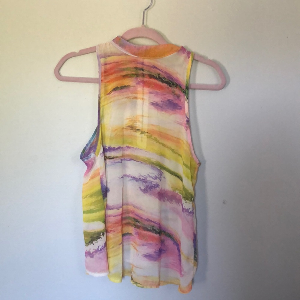 Abstract Pastel Top Mock Neck Multicolor